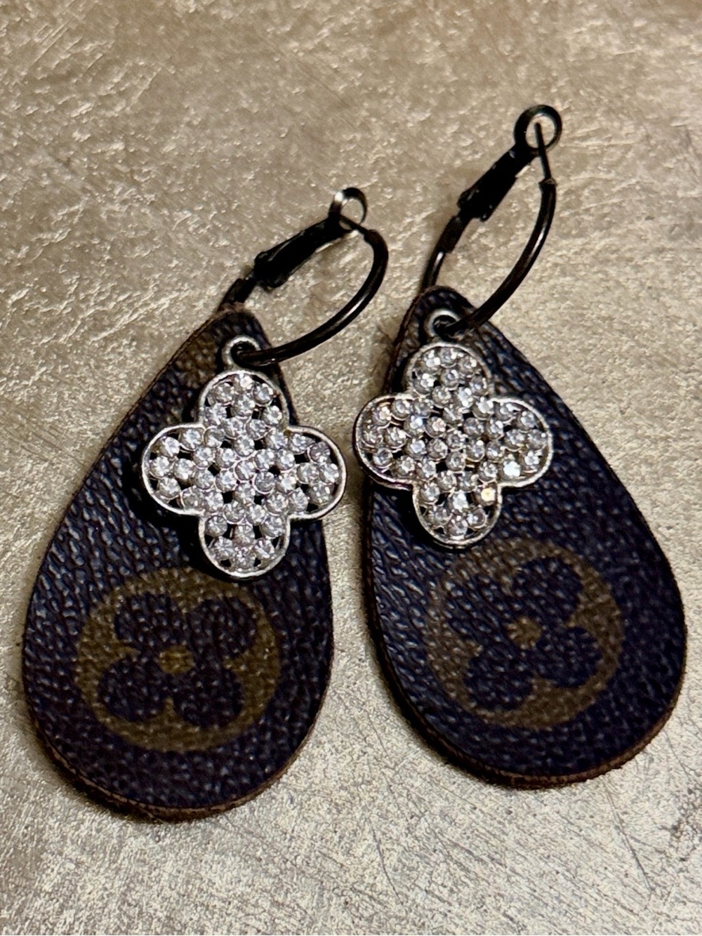 Custom Upcycled Authentic Louis Vuitton Monogram Canvas Drop Earrings